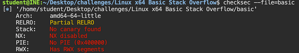 Linux x64 Basic Stack Overflow